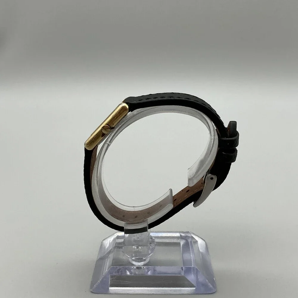 Vintage Seiko Womens Watch 17mm Gold Tone Black Leather 1400-5039 New Battery